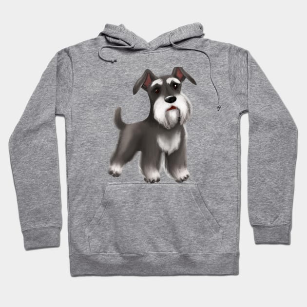 Cute Miniature Schnauzer Drawing Hoodie by Play Zoo